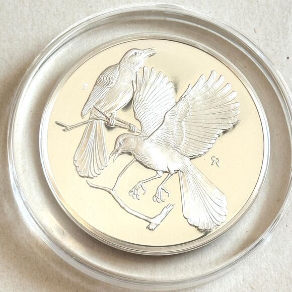 1973 Franklin Mint Robert Bird Mockingbird 2 Oz .925 Sterling Silver Proof Medal